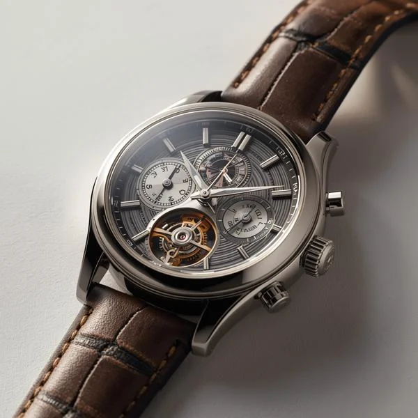 Close-up of an automatic watch, showcasing stylish design and precision.