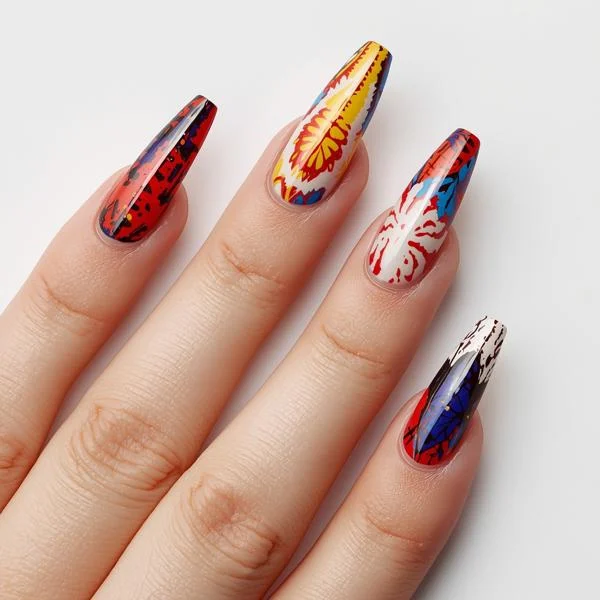 Festive Christmas nail designs with reds, greens, and glitter