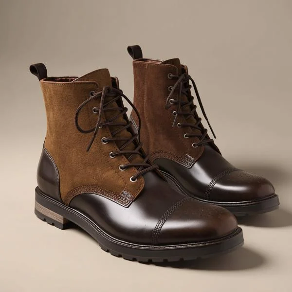 Pair of boots showcasing trendy design and durable material for everyday wear.