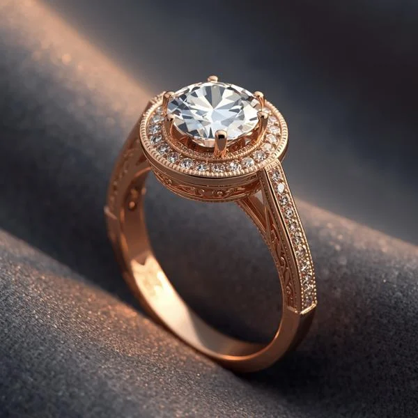 Close-up of a sparkling diamond ring, showcasing elegance and luxury.