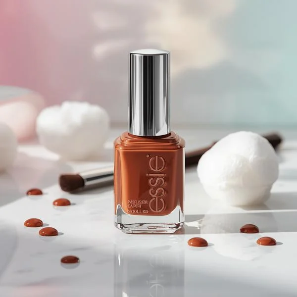 Bottle of brown nail polish for elegant and stylish nails