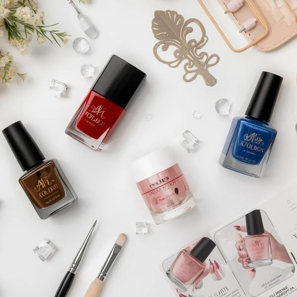 Complete nail polish kit with bottles and tools