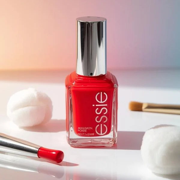 Bright red nail polish bottle for bold manicures