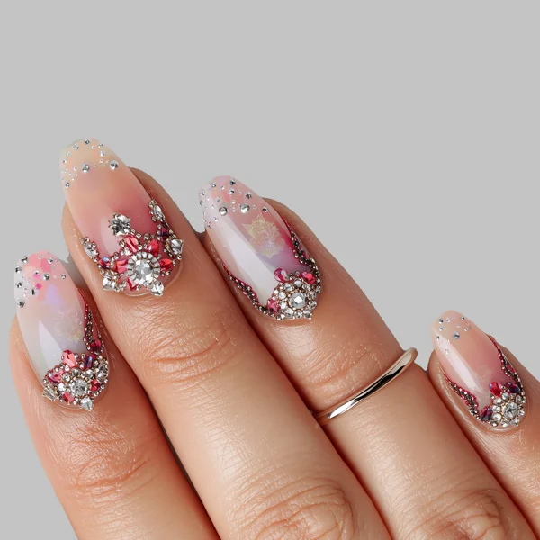 Romantic Valentine’s Day nail designs with reds and pinks